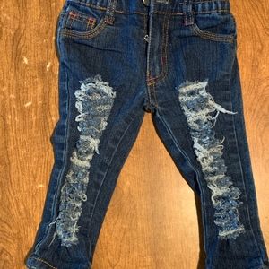 Hand distressed  baby jeans 12 month